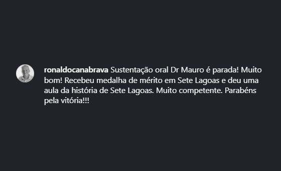 Comentário de Ronaldo Canabrava (@ronaldocanabrava) sobre o professor Mauro Bomfim, publicado no Instagram